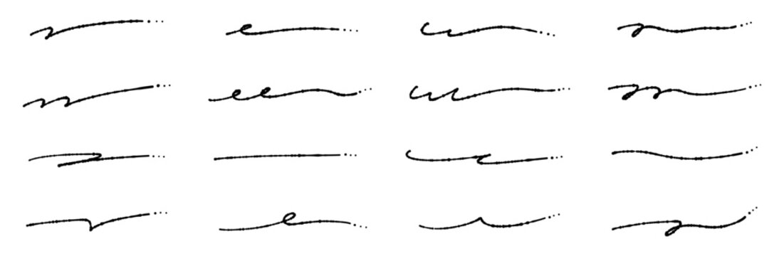 手書きのアンダーラインセット サインペンで引いたような線とドット付きのおしゃれな黒色のあしらい