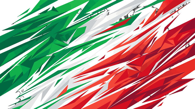 Italian flag abstract geometric racing decal design with sharp angular shapes and dynamic diagonal lines vector illustration
