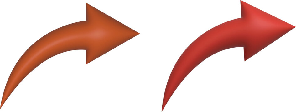 Red and Orange 3D Curved Arrow Vector Icons on White Background