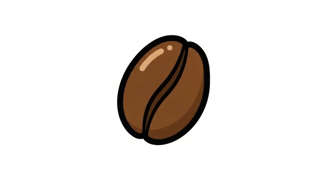 Single roasted coffee bean illustration isolated on white background.