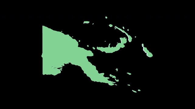 Papa New Guinea green 3D map spin perfect 10 second loop black background