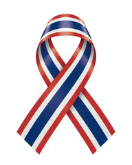 Obraz premium Thailand flag ribbon emblem for national pride, support, awareness campaign for Thai patriotic holidays and events