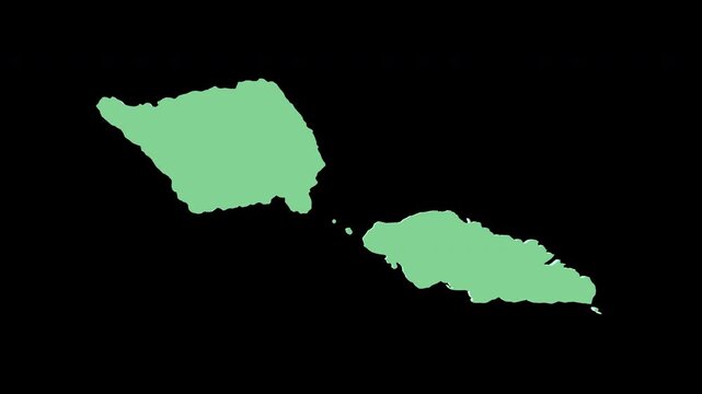 Samoa green 3D map spin perfect 10 second loop black background
