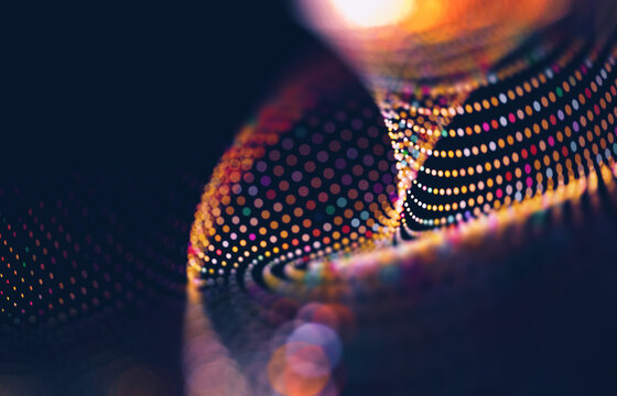  Fondo abstracto de tecnolog&iacute;a oscura de esfera neta de part&iacute;culas digitales moradas. Antecedentes abstractos de tecnolog&iacute;a y ciencia.