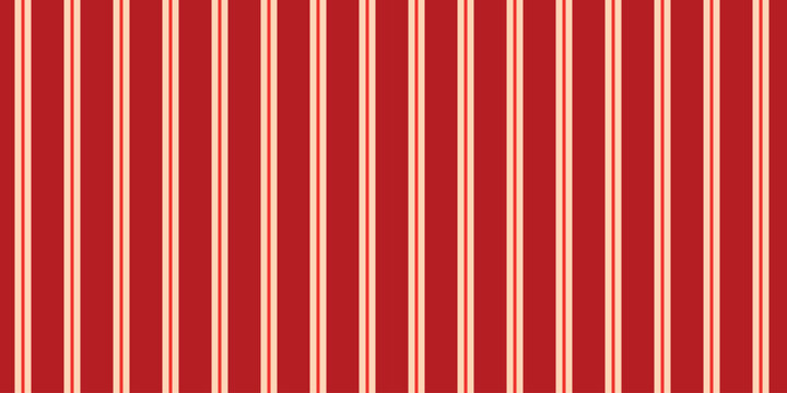 Seamless decorative stripe pattern with deep red background and narrow beige vertical lines, delivering classic textile character and elegant repeating structure for fabrics and packaging