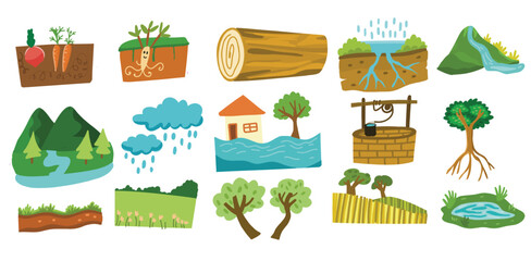 Fototapeta premium set of nature icons vector