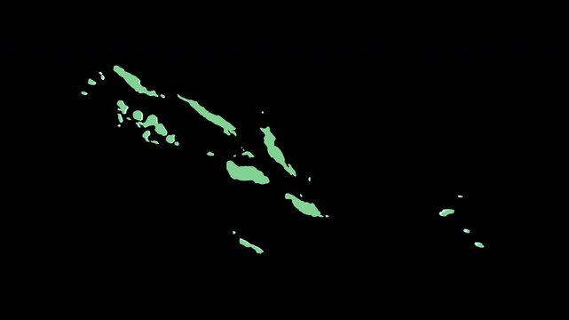 Solomon Islands green 3D map spin perfect 10 second loop black background