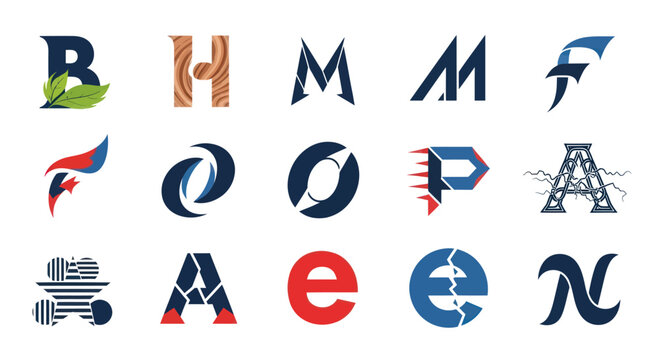 Collection of Diverse Letter Logos and Monograms for Branding and Design