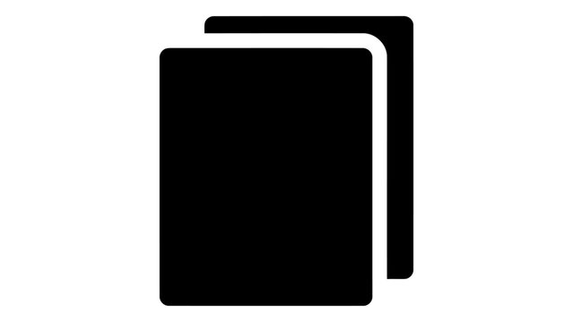 A simple black icon representing laminating pouch sheets, used for office supplies, document protection, and stationery-