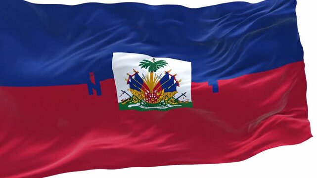 Waving flag of haiti isolated on white background