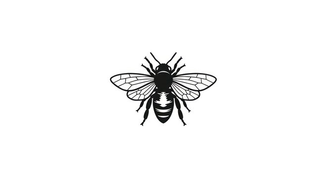 Black and white bee illustration.