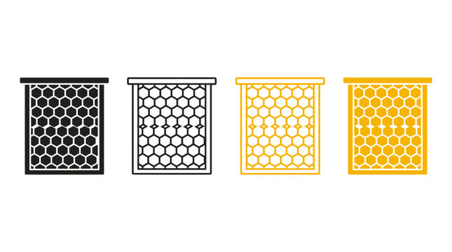 Beehive frame icon set with honeycomb pattern capturing the essence of sweet honey production and nature