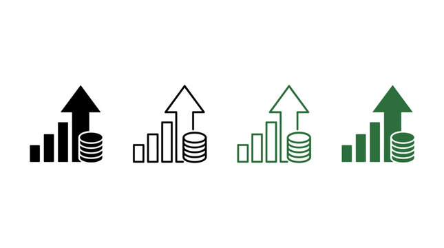 Abstract illustration of coins and bar graph with arrow symbolizing financial return or decreasing value