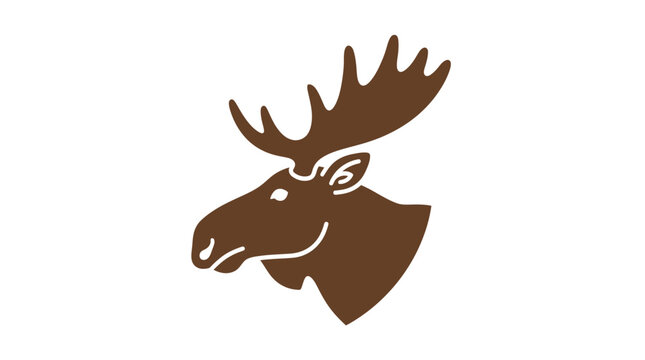 Stylized brown moose head icon with large antlers.