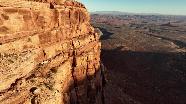 Aerial shot of the incredible cliffs and rock formations along the edge of Cedar Mesa in Southern Utah near the Arizona border.