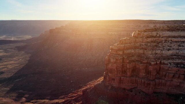 Aerial shot of the incredible cliffs and rock formations along the edge of Cedar Mesa in Southern Utah near the Arizona border.