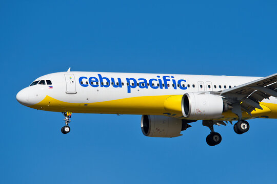 Cebu Pacific Airbus A321-200NX (RP-C4145) passenger aircraft on final approach at Narita International Airport
