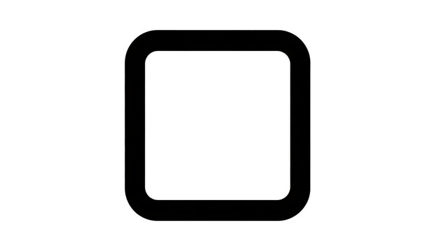 Isolated black square outline icon with rounded corners, simple vector shape for ui