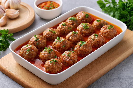 Spanish Meatballs named Albondigas on the table