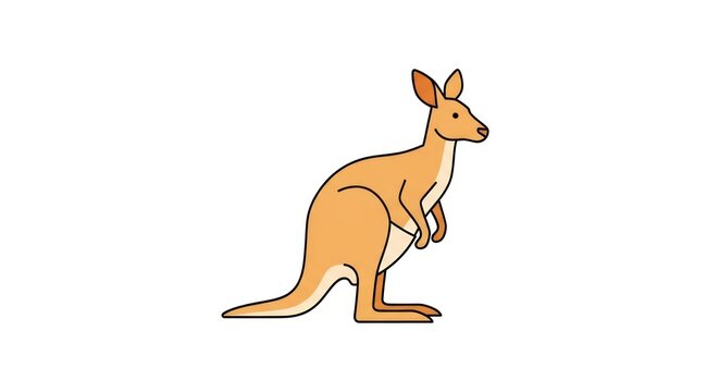 Cartoon kangaroo standing on white background.