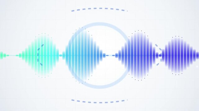 Abstract sound wave visualization with digital audio spectrum analysis.