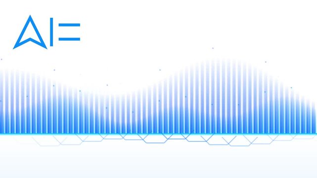 Artificial Intelligence AI logo with blue sound wave visualization.