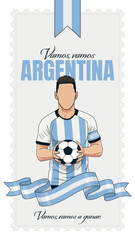 Jugador argentino sosteniendo un balon de futbol © Pilar Arias 