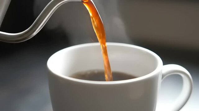 Coffee Being Poured into White Ceramic Mug 2.