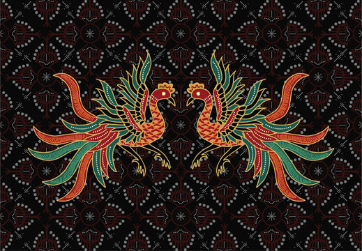 Indonesian Batik motifs with beautiful flora and fauna patterns