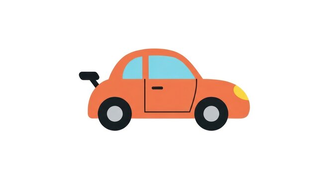 Orange cartoon car illustration with black spoiler on white background.
