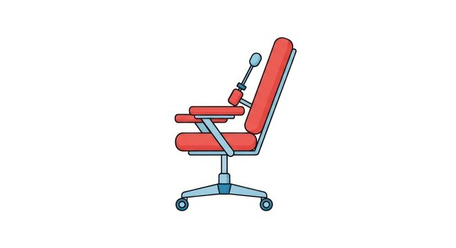 Red office chair with wheels.
