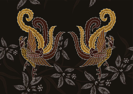 Indonesian Batik motifs with beautiful flora and fauna patterns