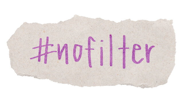 #nofilter png word sticker, ripped paper typography, transparent background