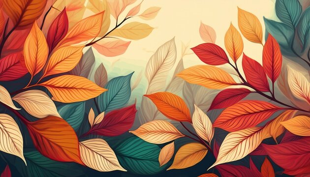 Herbst Blatter Abstrakt Farbe Hintergrund Backdrop Digital Art Ai Illustration D Effekt Gestaltung Natur