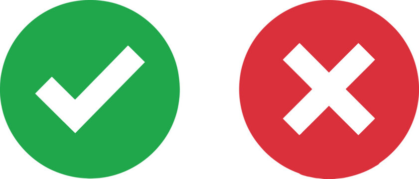Green check mark and red cross mark icons for correct and incorrect choice symbols