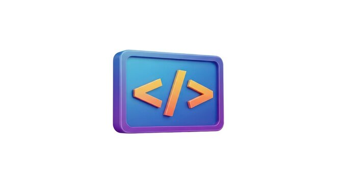 Code symbol on blue background.