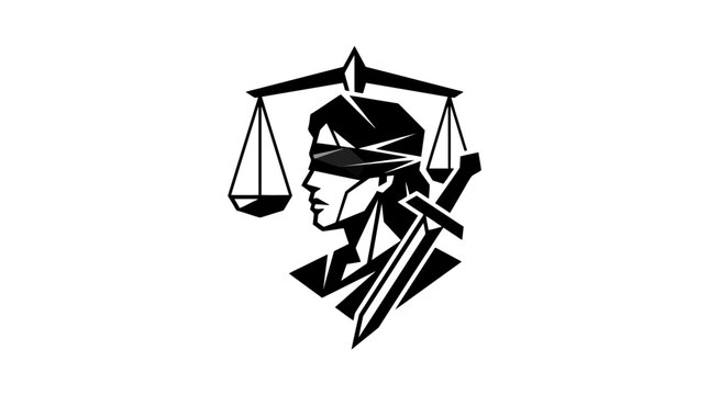 Lady justice blindfold with balance scale graphic symbol
