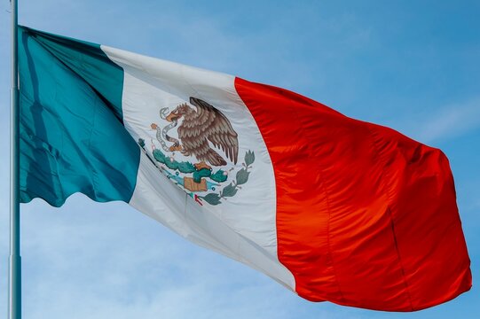 Bandera de M&eacute;xico ondeando 