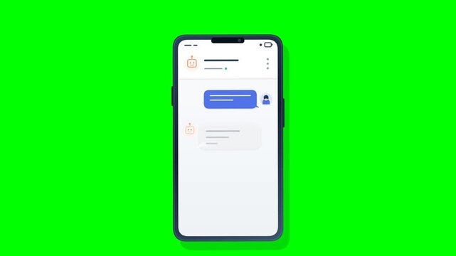Chatbot Conversation on Smartphone Screen Green Screen Animation