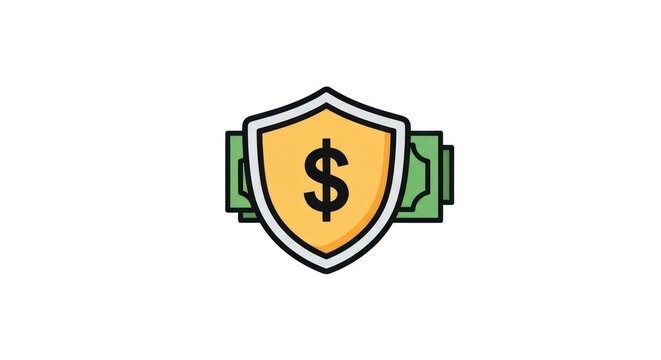 Financial Protection Shield Icon Concept.