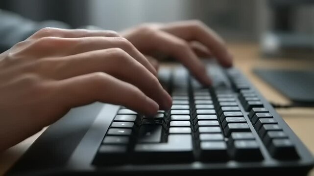 Person Typing on Computer Keyboard Closeup 4.