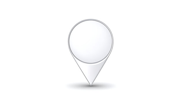 Isolated map pointer icon with soft shadow, navigation symbol, location pin marker