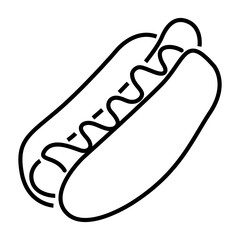 Hot dog food png icon, line art design, transparent background © Rawpixel.com