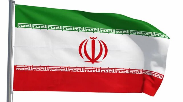 Waving flag of iran isolated on white background