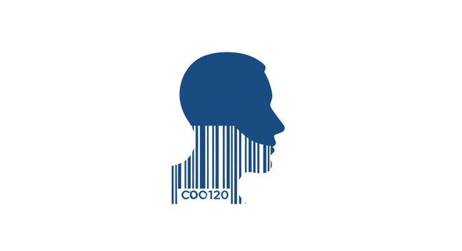 Barcode human head logo design.
