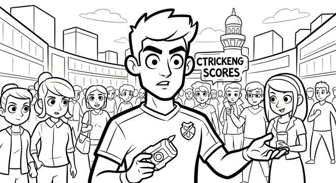 Concerned cartoon student holding failing test score.