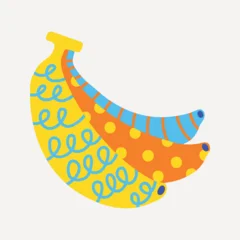 Fotobehang Hokusai The Great Wave Colorful abstract banana illustration vector  © Rawpixel.com