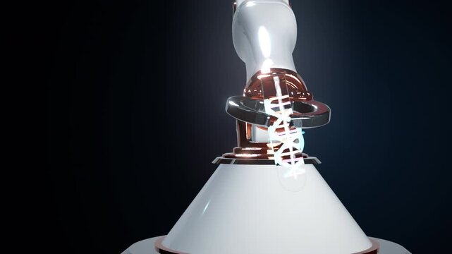 A heavy titanium pincer isolates a brilliant DNA hologram for testing. The sophisticated optical scanner sweeps rhythmically across the data.