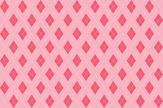 Cute aesthetic argyle seamless pattern, harlequin diamond background in light pink and light red suitable for valentine gift wrap