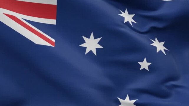 Waving australian flag close up